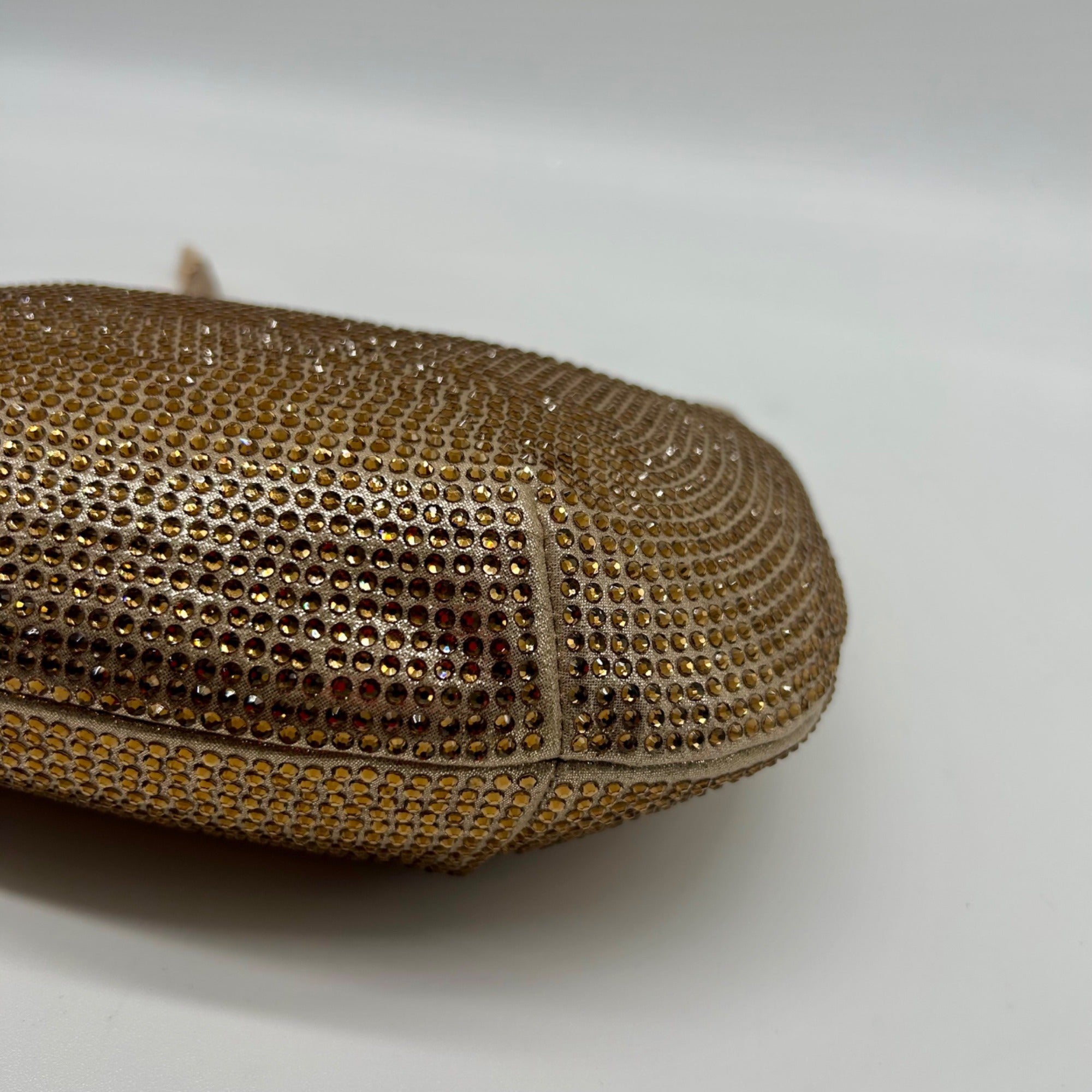 Nina Gold Crystal Crescent Moon Crossbody Bag