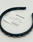 Valentino Garavani Rockstud Black Leather Slim Headband