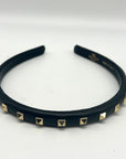 Valentino Garavani Rockstud Black Leather Slim Headband