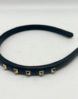 Valentino Garavani Rockstud Black Leather Slim Headband