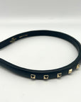 Valentino Garavani Rockstud Black Leather Slim Headband