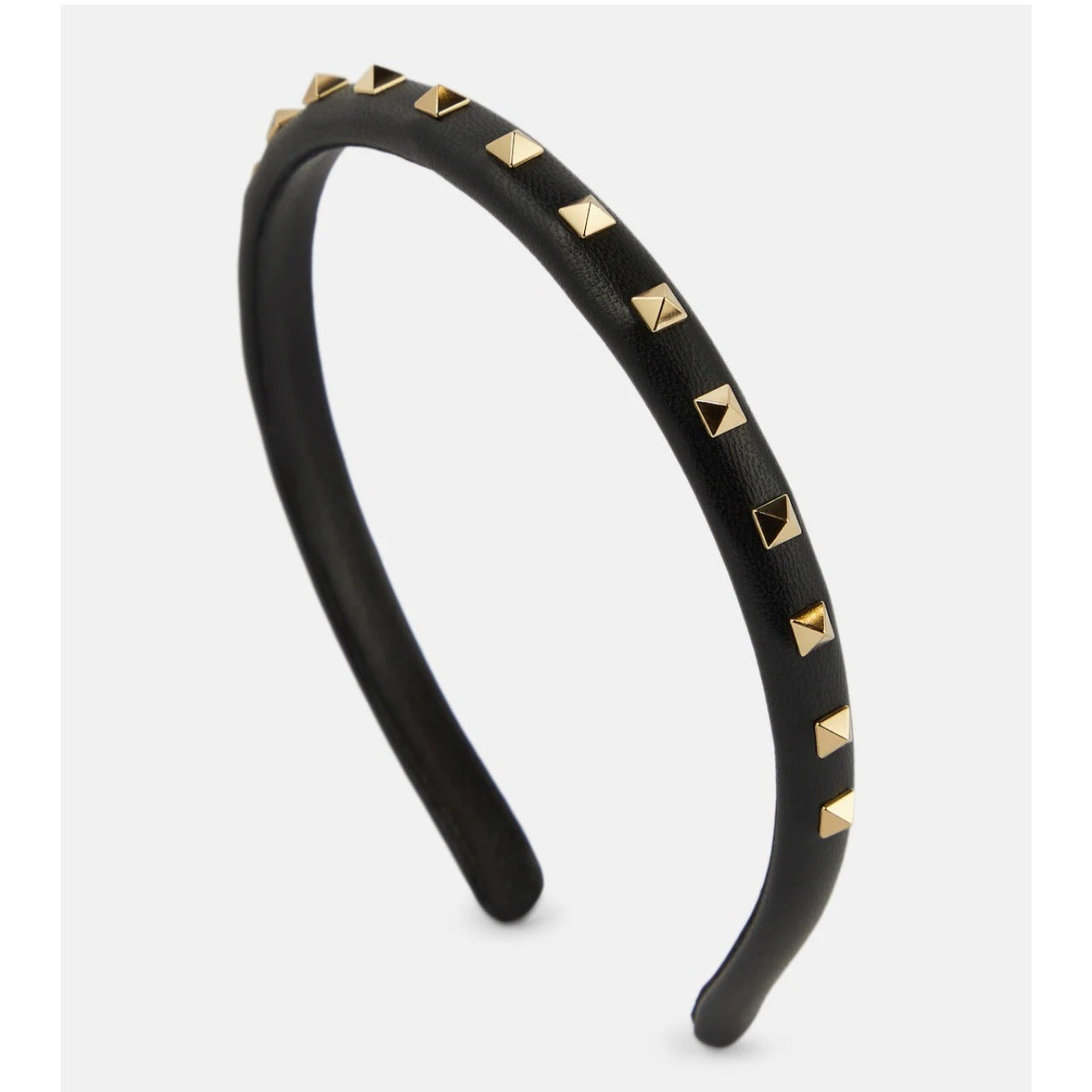 Valentino Garavani Rockstud Black Leather Slim Headband