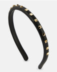 Valentino Garavani Rockstud Black Leather Slim Headband