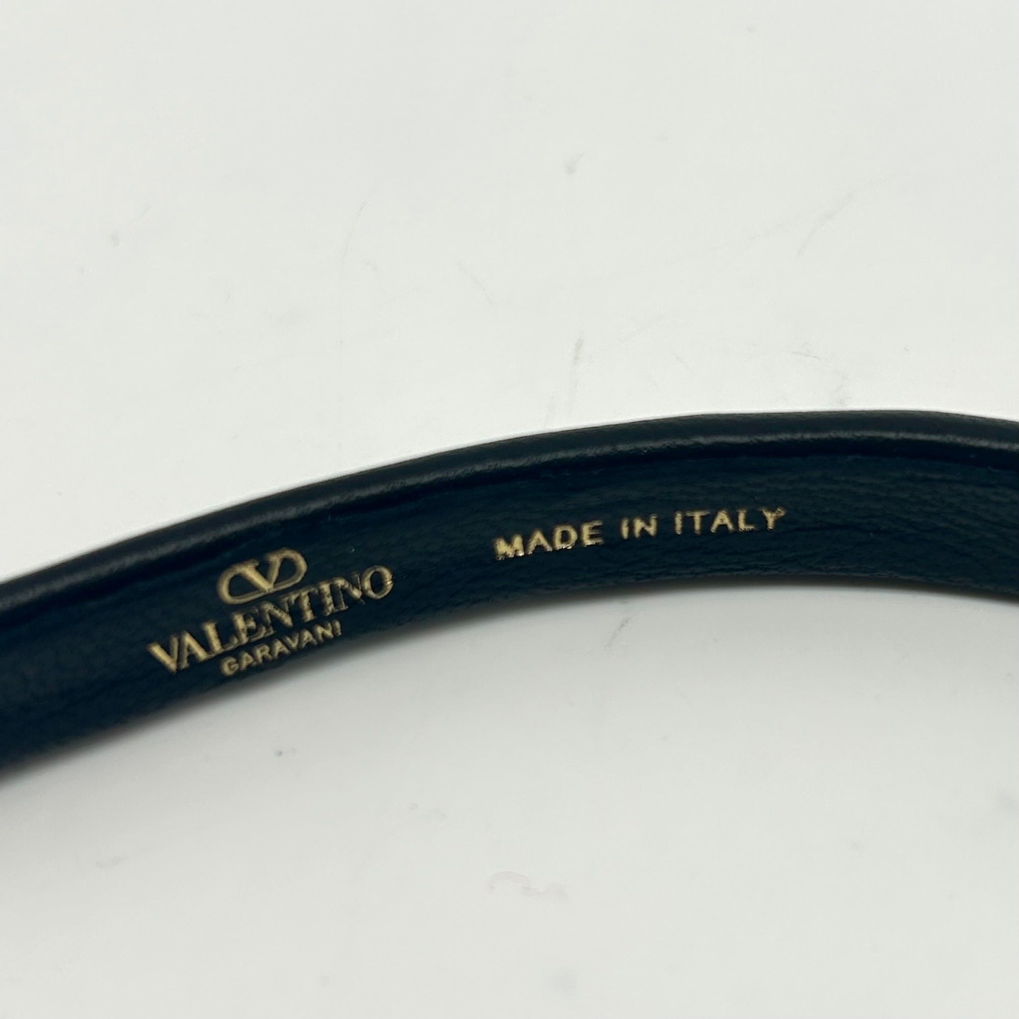 Valentino Garavani Rockstud Black Leather Slim Headband