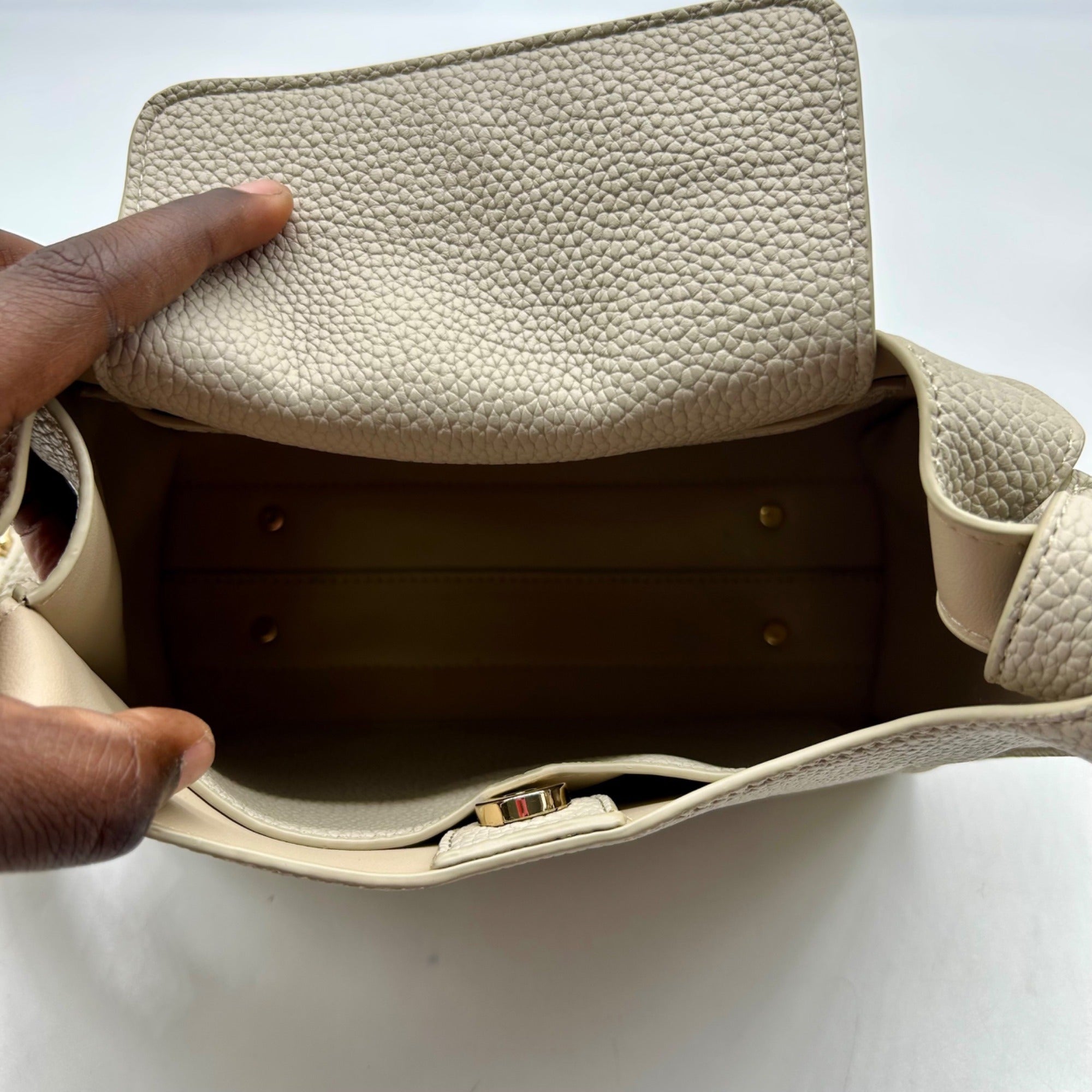 MMS Beige Leather Crossbody Bag