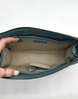 Dooney & Bourke Blue Monogram Canvas and Pebbled Leather Trim Crossbody