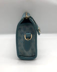 Dooney & Bourke Blue Monogram Canvas and Pebbled Leather Trim Crossbody