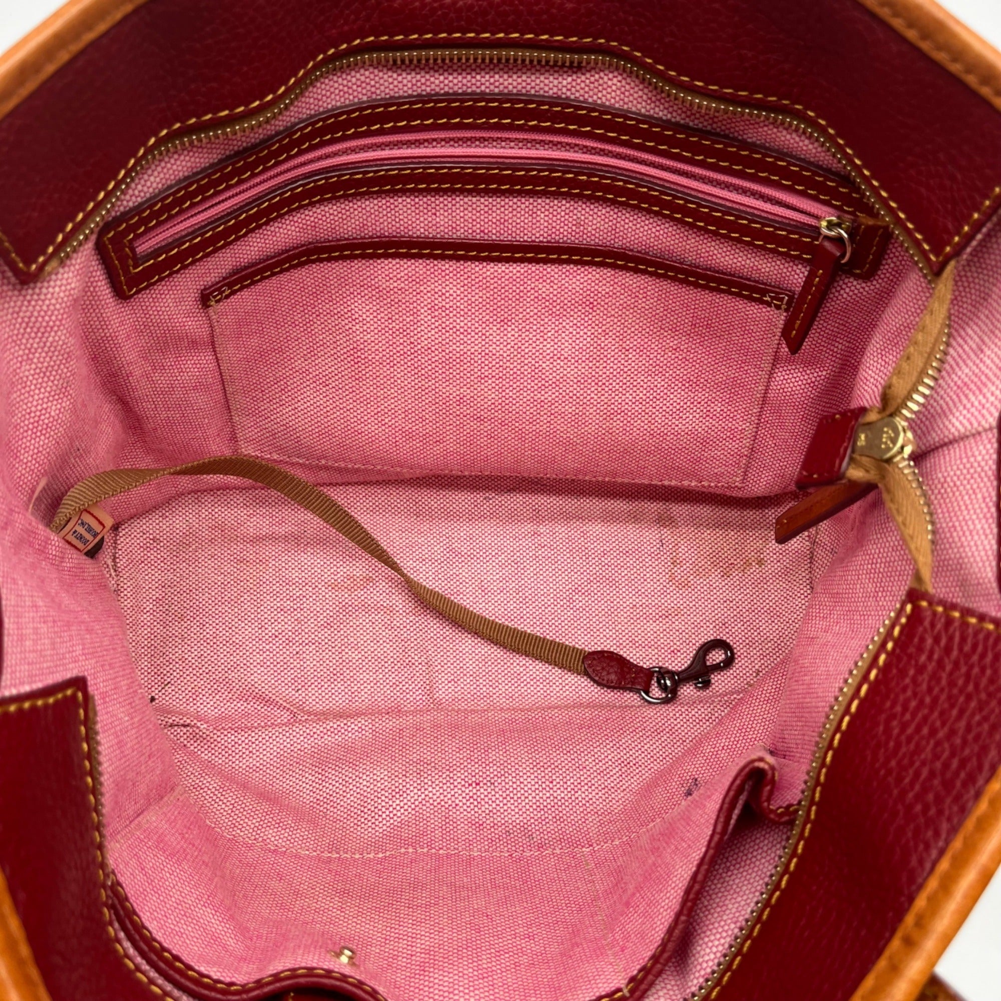 Dooney &amp; Bourke Red Pebbled Grain Leather Charleston Shopper Bag