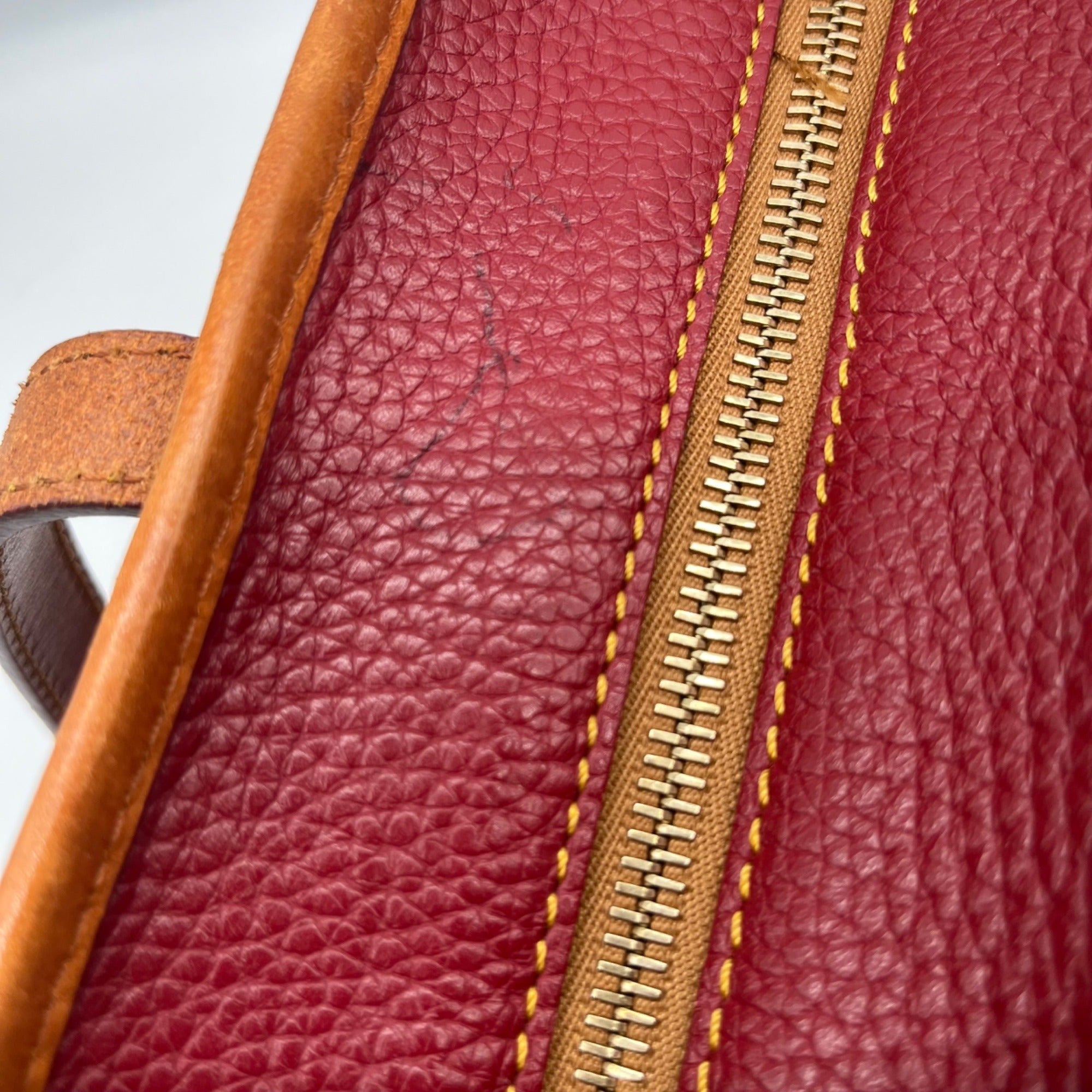 Dooney &amp; Bourke Red Pebbled Grain Leather Charleston Shopper Bag