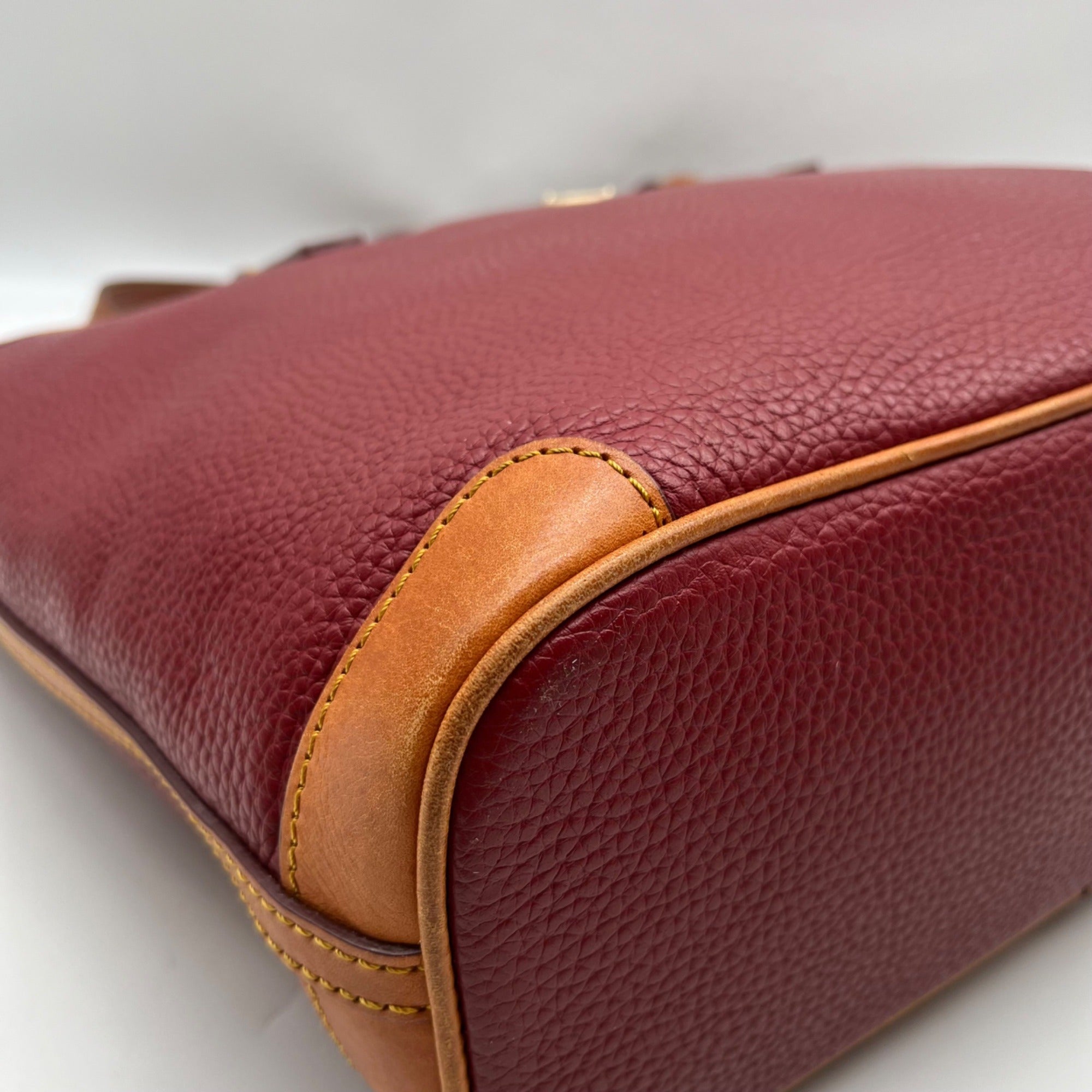 Dooney &amp; Bourke Red Pebbled Grain Leather Charleston Shopper Bag