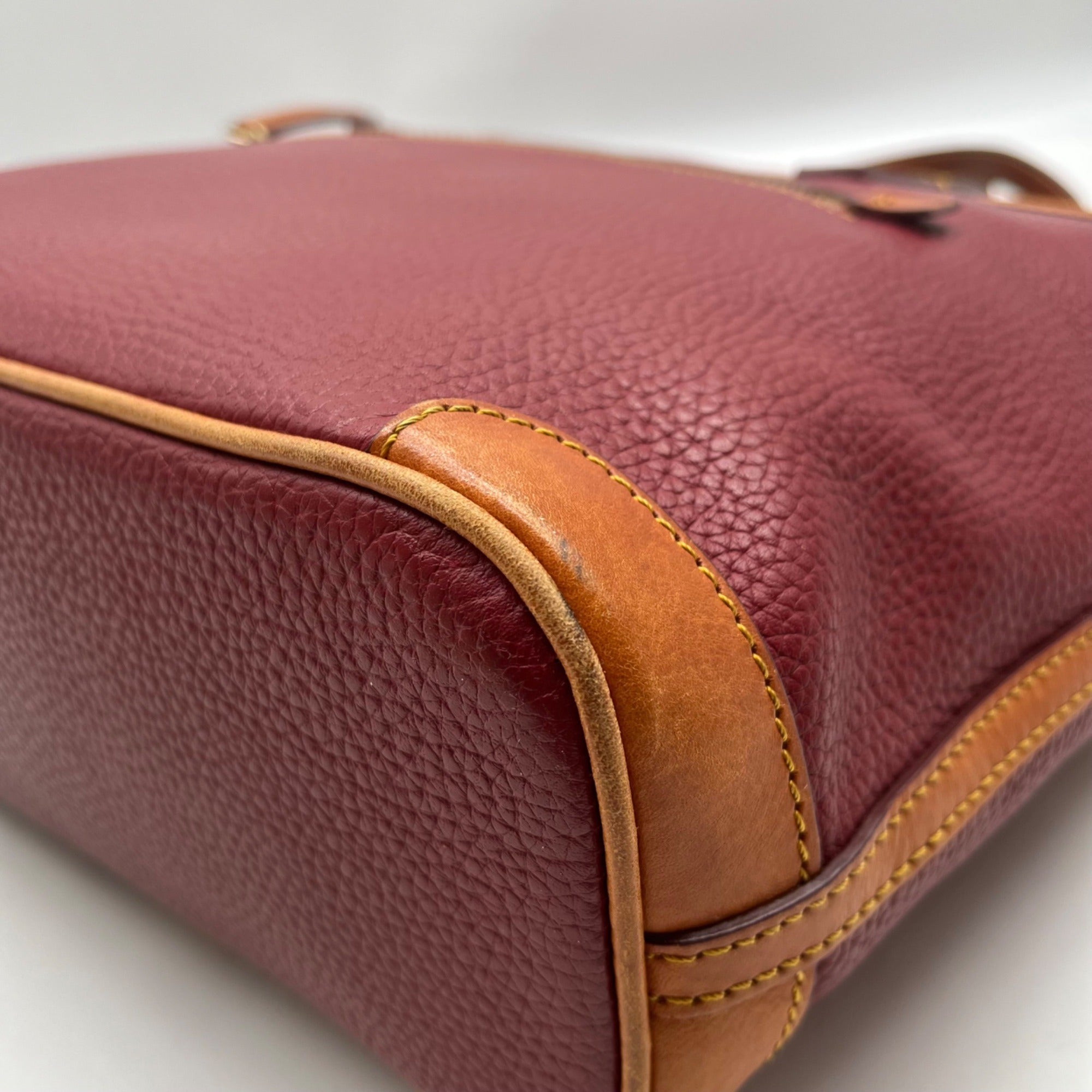 Dooney &amp; Bourke Red Pebbled Grain Leather Charleston Shopper Bag