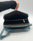 Liz Claiborne Blue Faux Leather Crossbody Bag