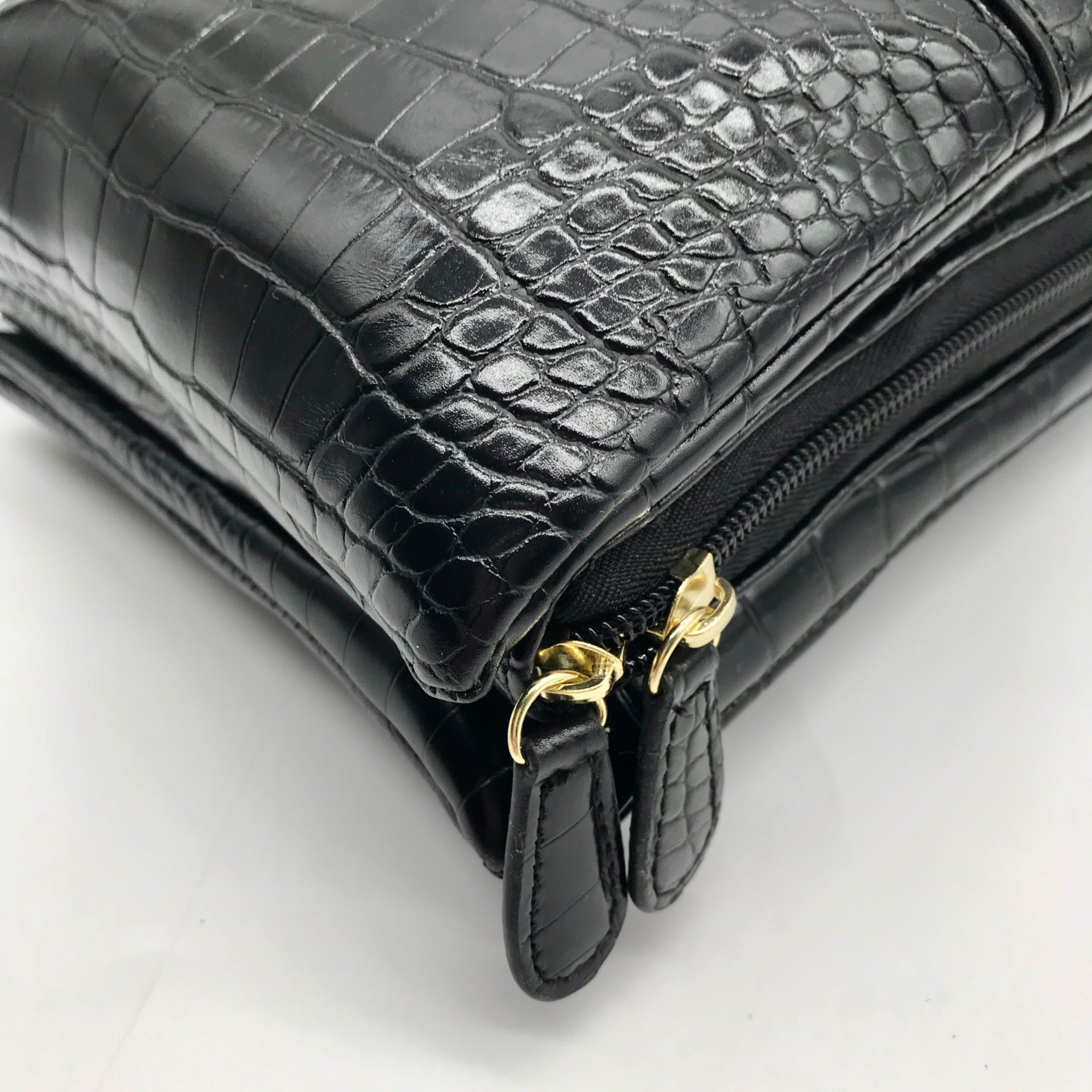 Giani Bernini Black Croc Dasher Crossbody Bag