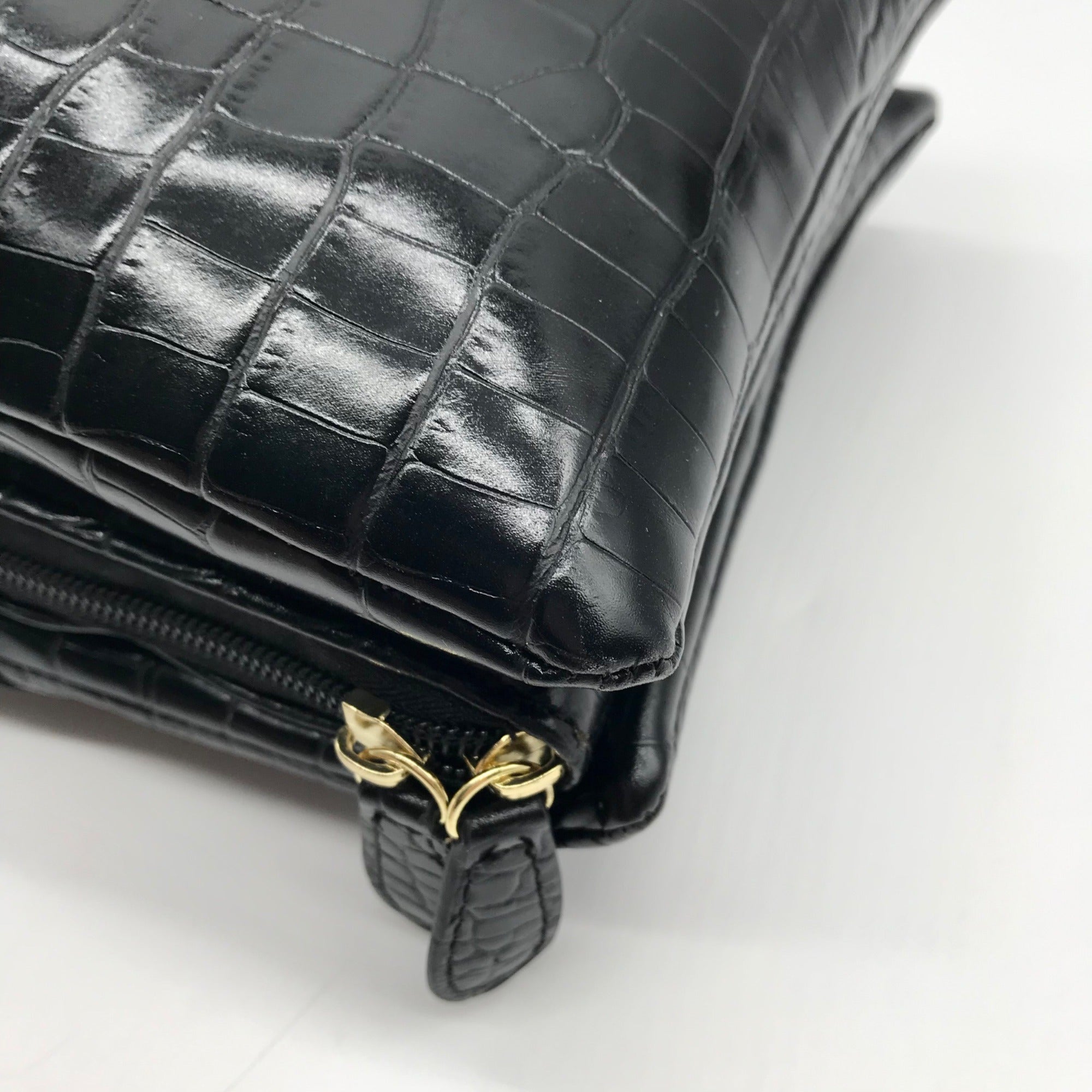 Giani Bernini Black Croc Dasher Crossbody Bag