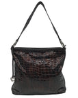 Brighton Brown Patent Leather Embossed Hobo