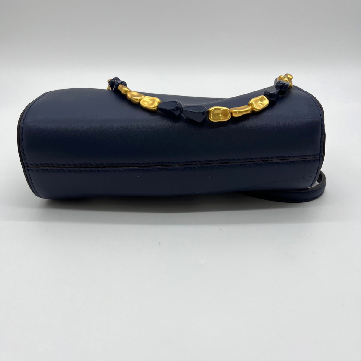 Donna Karen Blue Crinoline Leather Crossbody Bag
