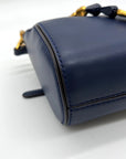Donna Karen Blue Crinoline Leather Crossbody Bag