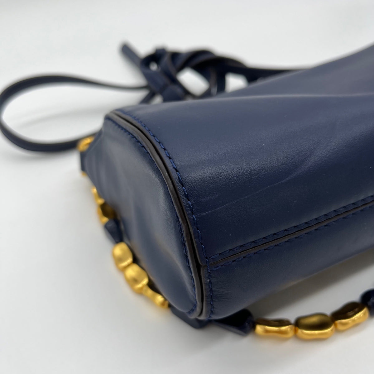 Donna Karen Blue Crinoline Leather Crossbody Bag