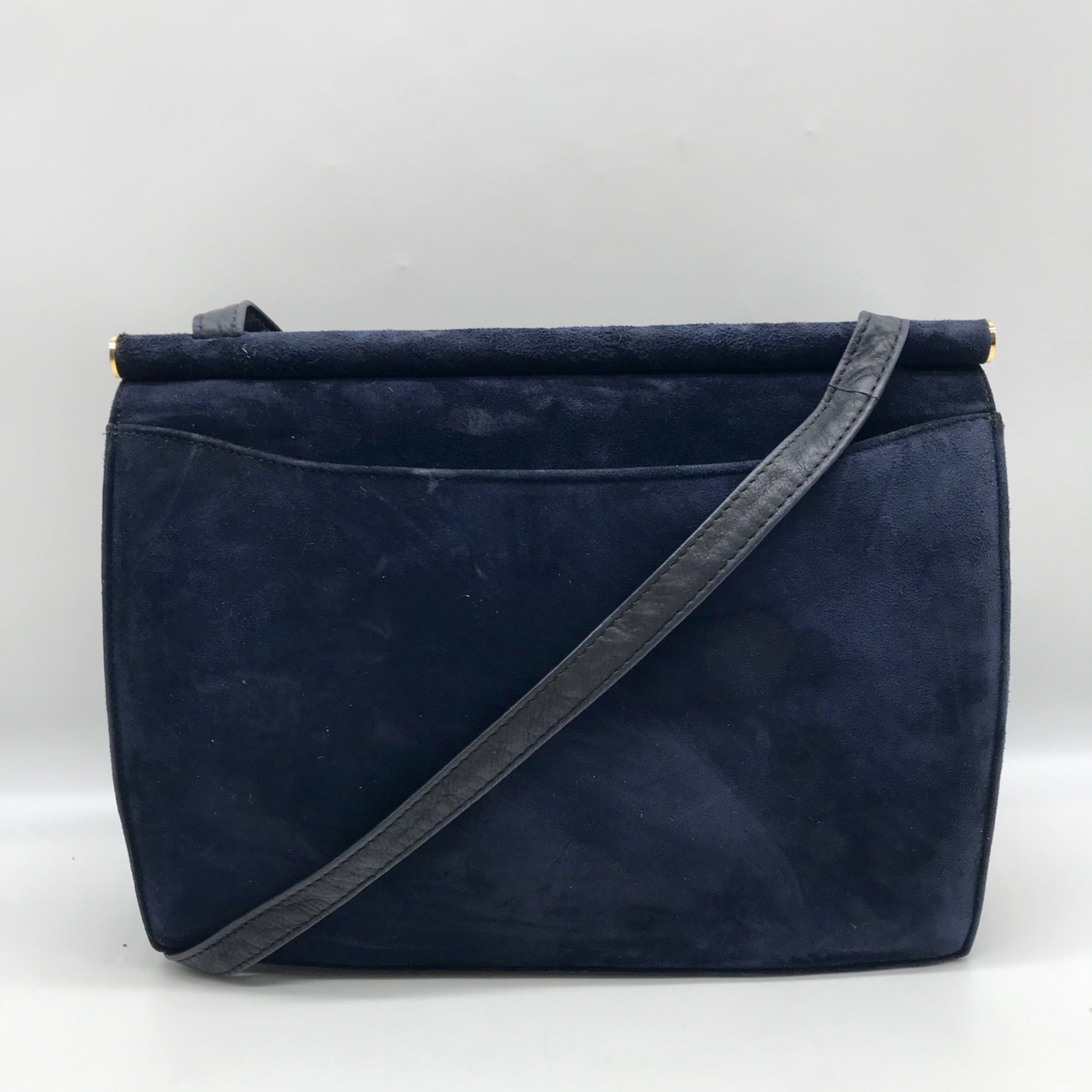 Joseph Blue Suede Enevelope Crossbody Bag