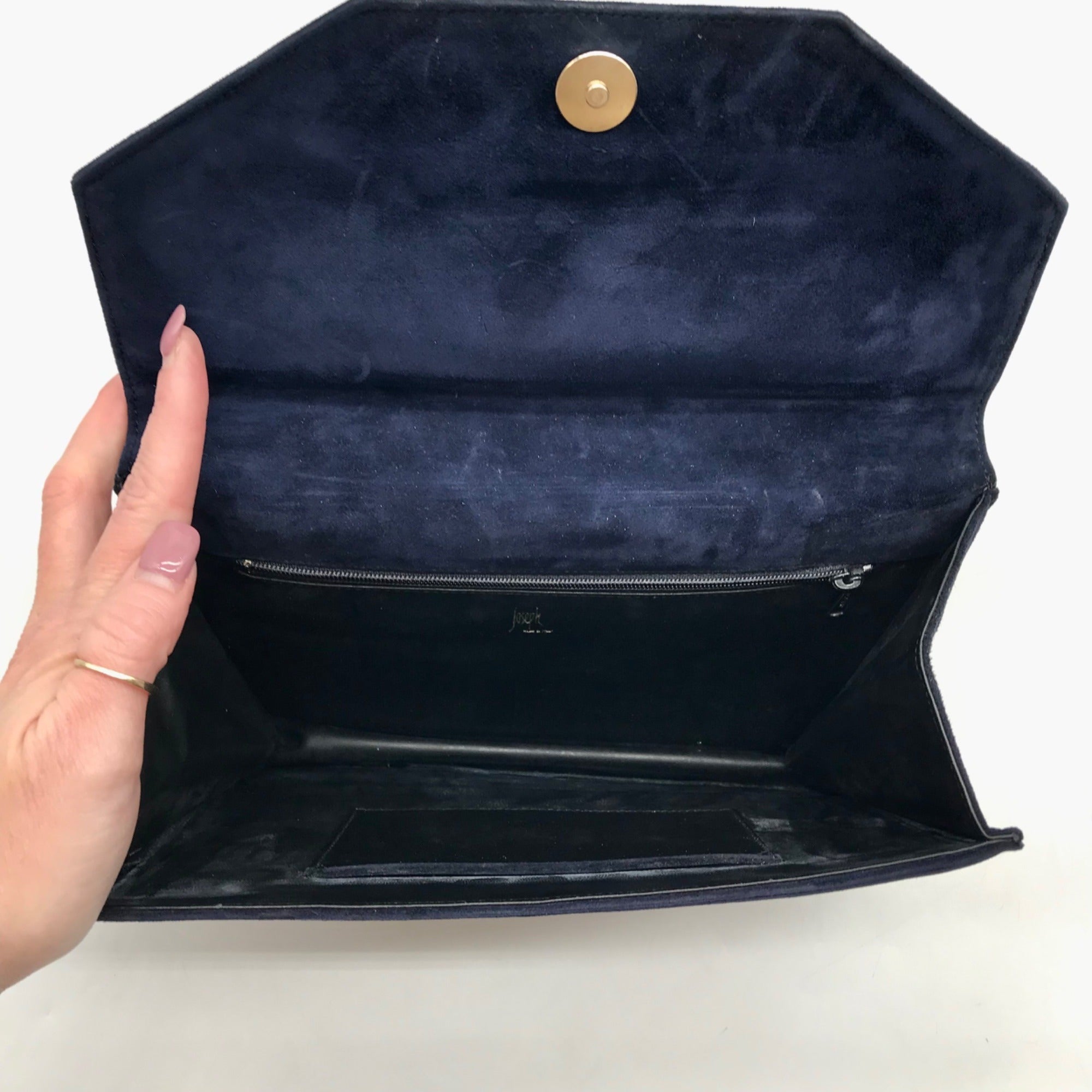 Joseph Blue Suede Enevelope Crossbody Bag