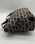 Michael Kors Black & Beige Canvas Jet Set Tote Bag