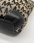 Michael Kors Black & Beige Canvas Jet Set Tote Bag