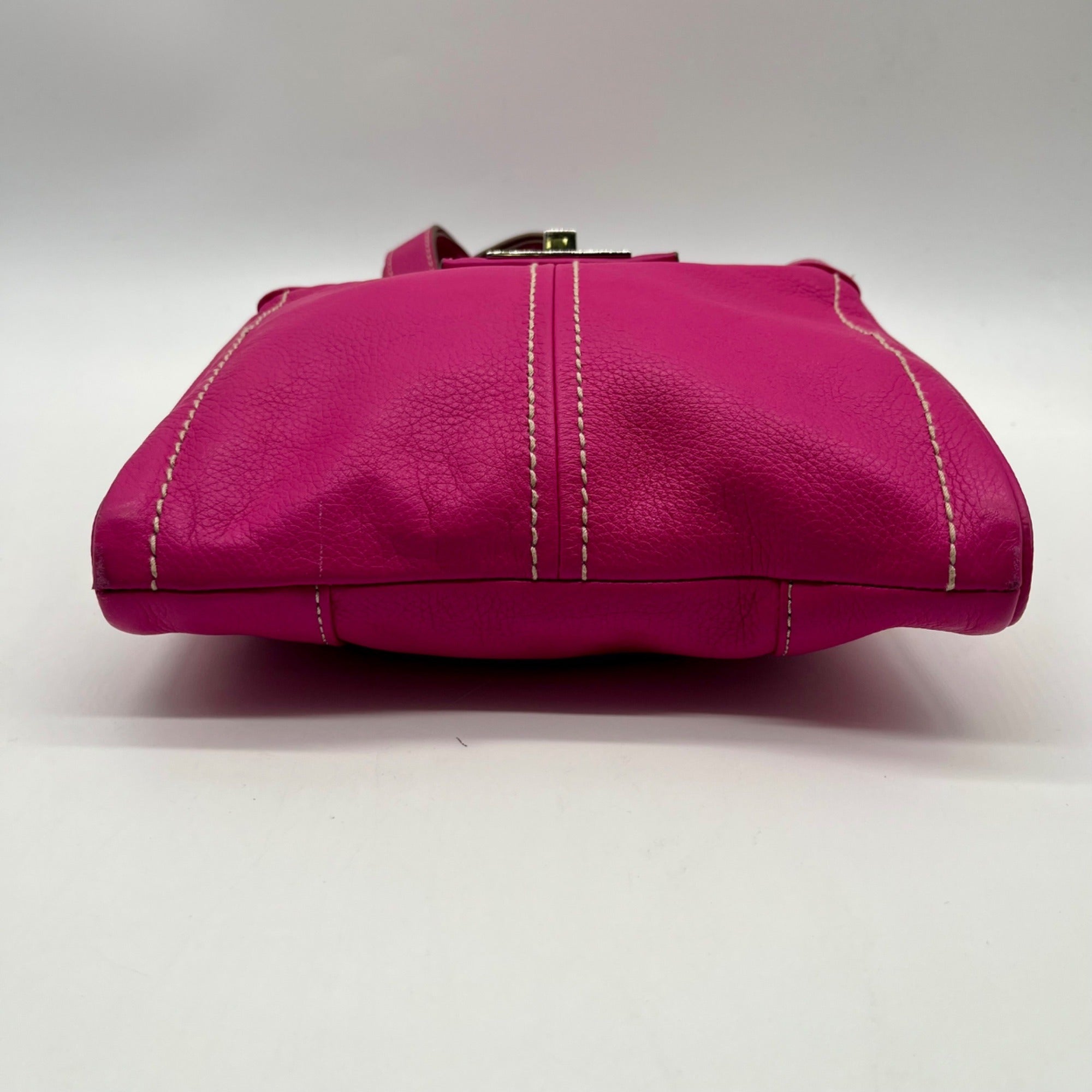 Tignanello Pink Pebbled Leather Organizer Crossbody Bag