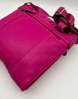 Tignanello Pink Pebbled Leather Organizer Crossbody Bag