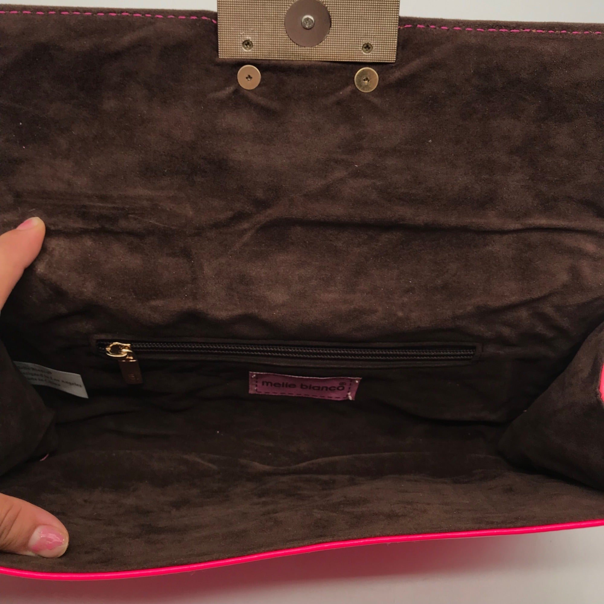 Melie Bianco Pink Vegan Leather Veronica Clutch