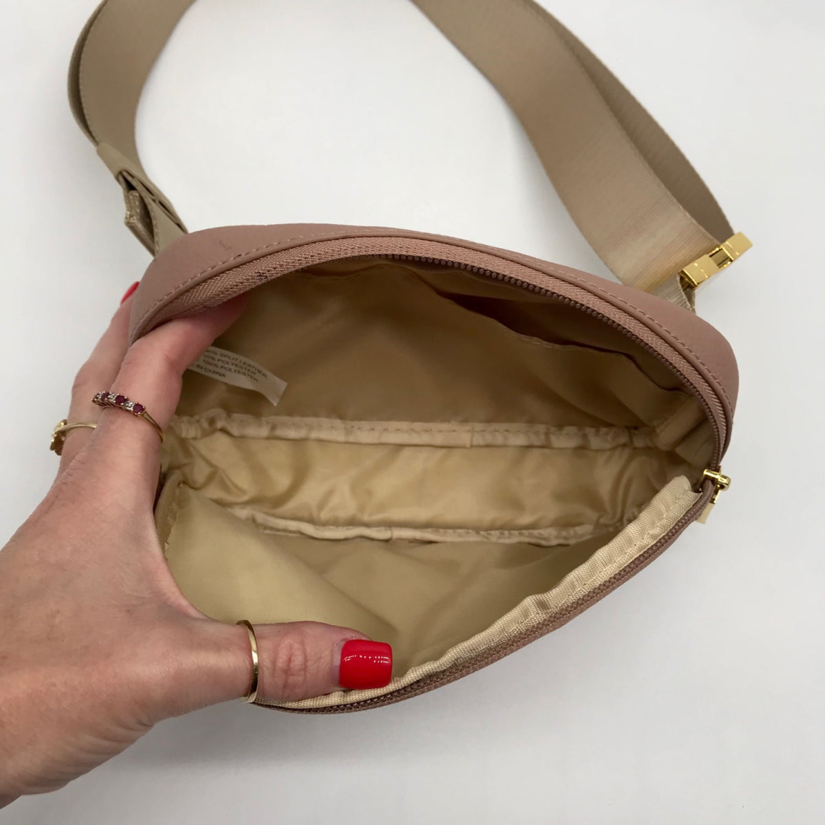 Joy Mangano Rose Gold Faux Leathet Waist Bag