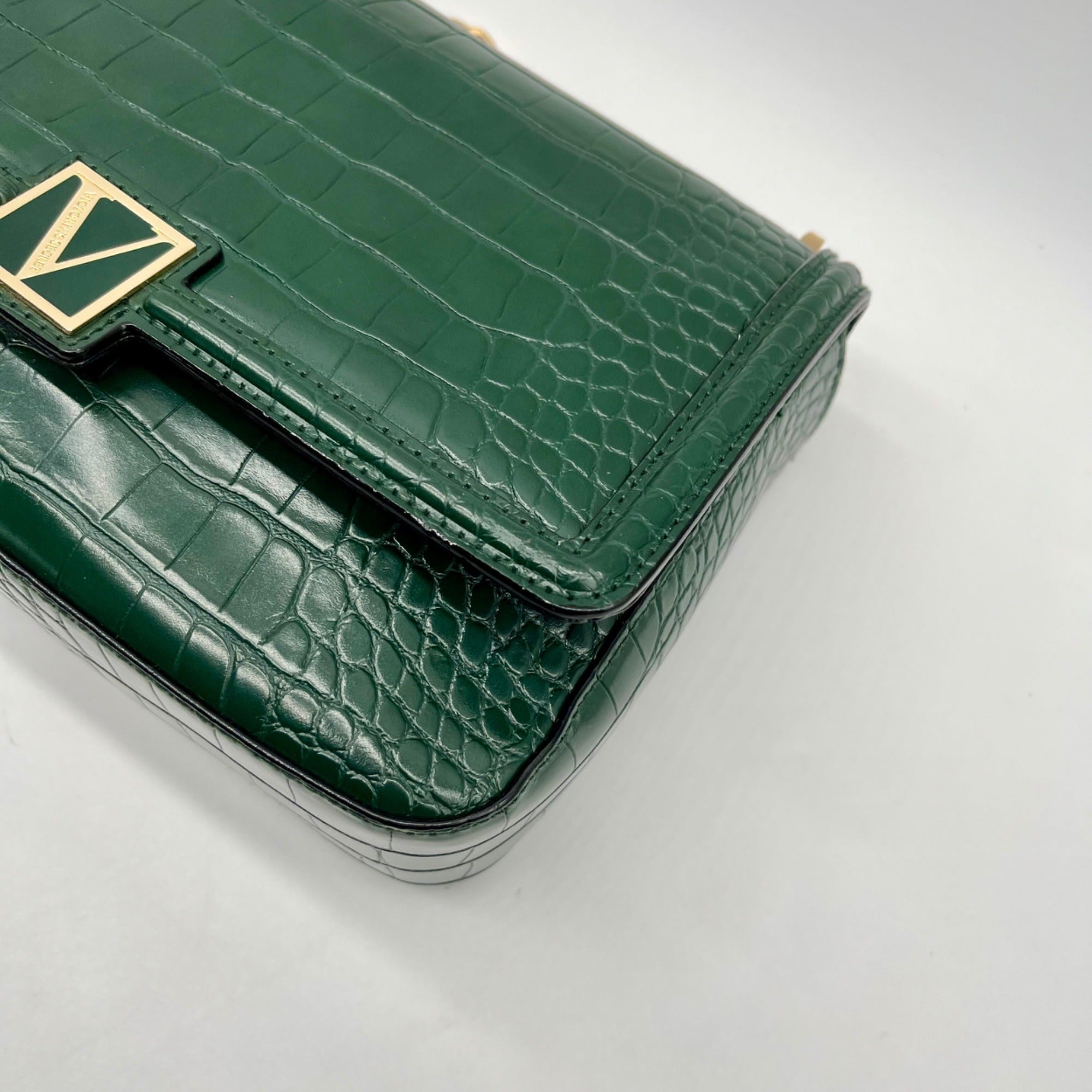 Victoria's Secret Dark Green Faux Leather Shoulder Bag With Wallet