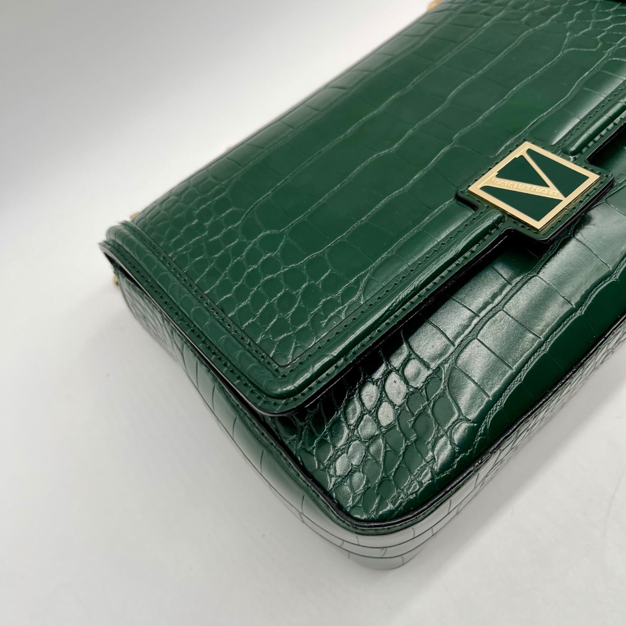 Victoria's Secret Dark Green Faux Leather Shoulder Bag With Wallet