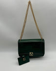 Victoria's Secret Dark Green Faux Leather Shoulder Bag With Wallet