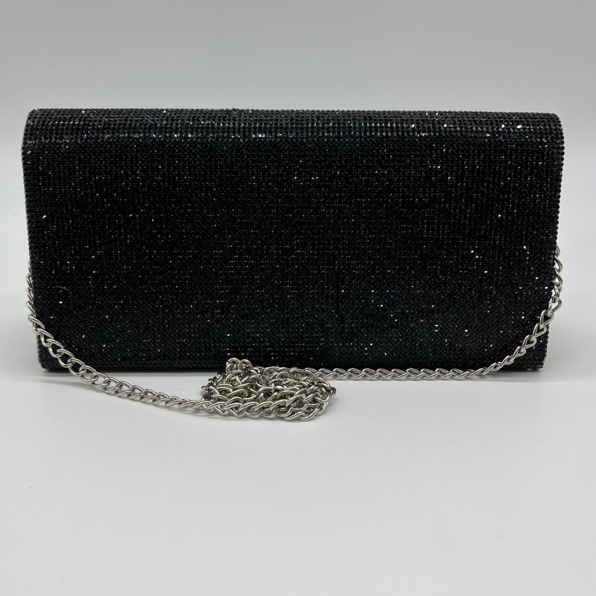 Nina Black Rhinestone Embellished Evening Clutch