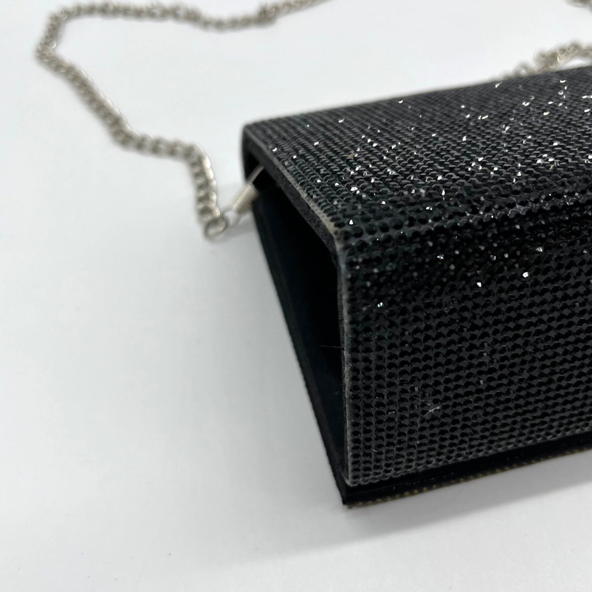 Nina Black Rhinestone Embellished Evening Clutch
