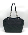 Michael Kors Black Monogram Coated Canvas Jet Set Chain Tote Bag