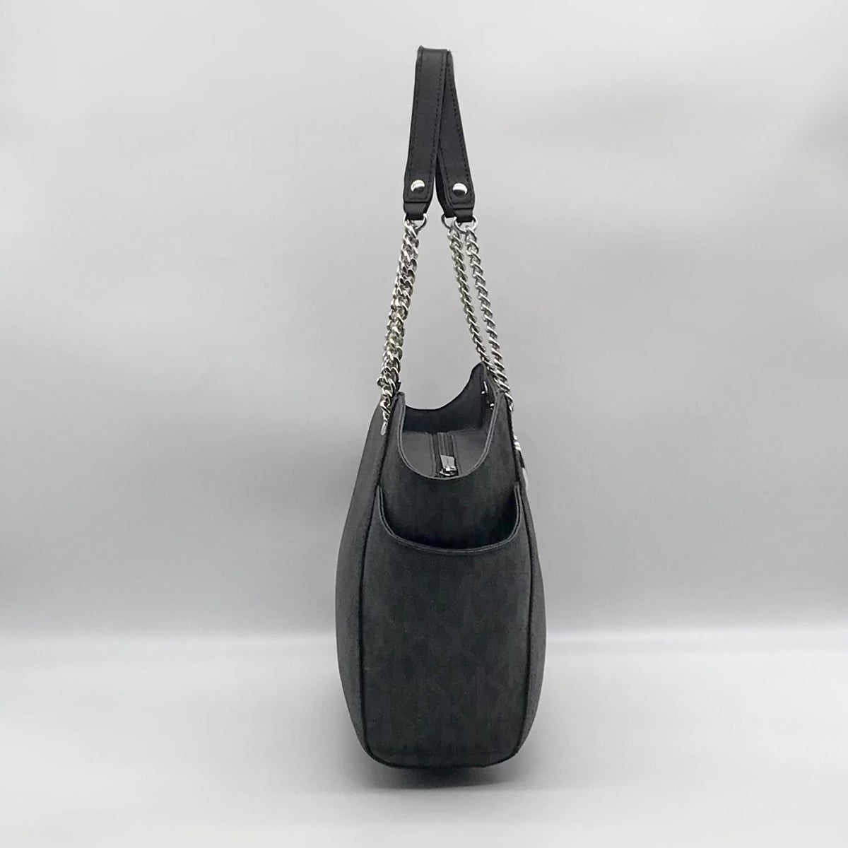 Michael Kors Black Monogram Coated Canvas Jet Set Chain Tote Bag