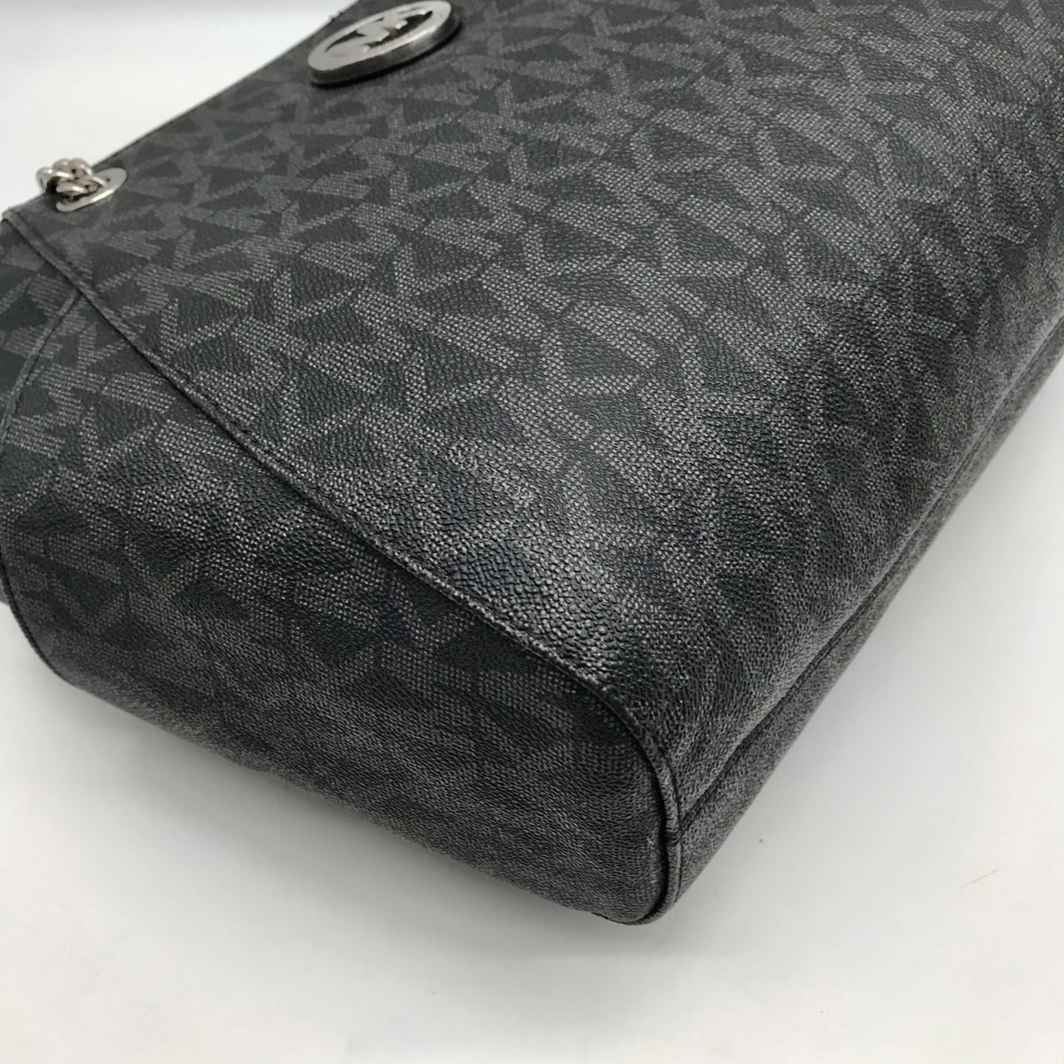 Michael Kors Black Monogram Coated Canvas Jet Set Chain Tote Bag