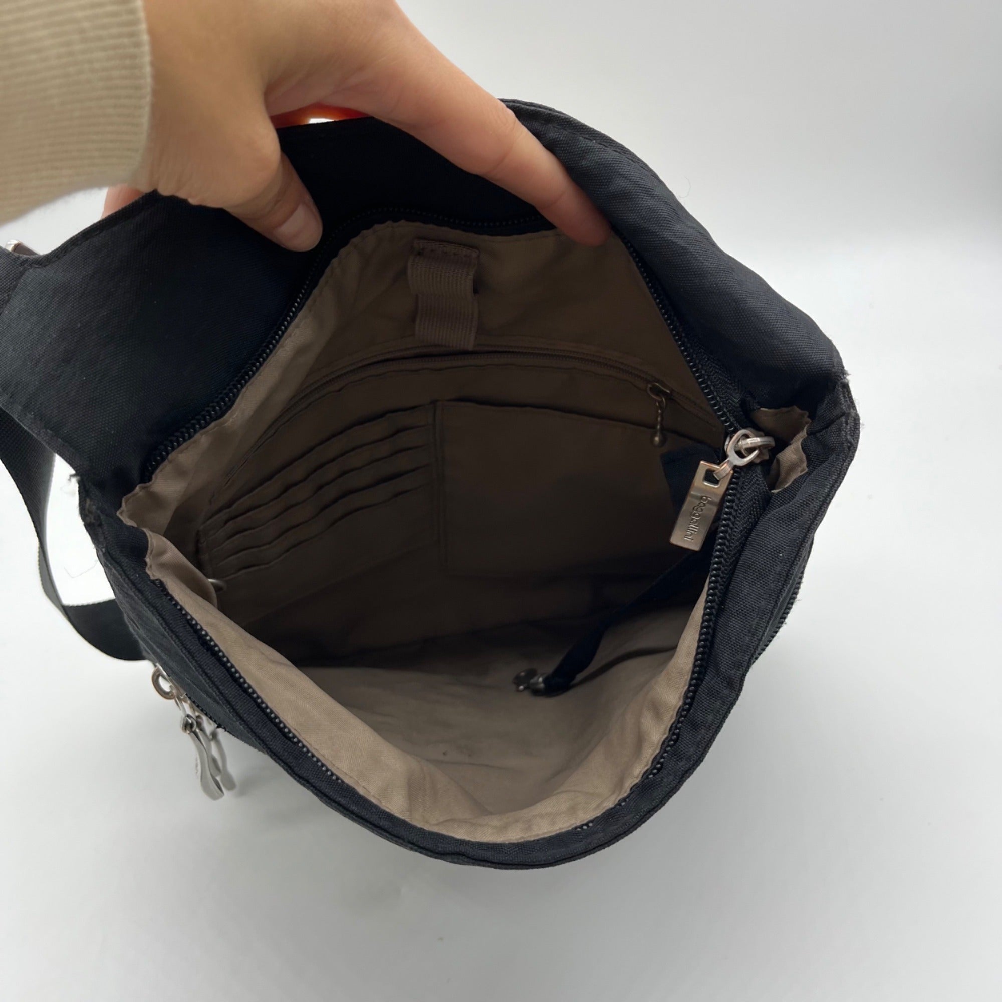 Baggallini Black Nylon Multi-Pocket Crossbody Bag