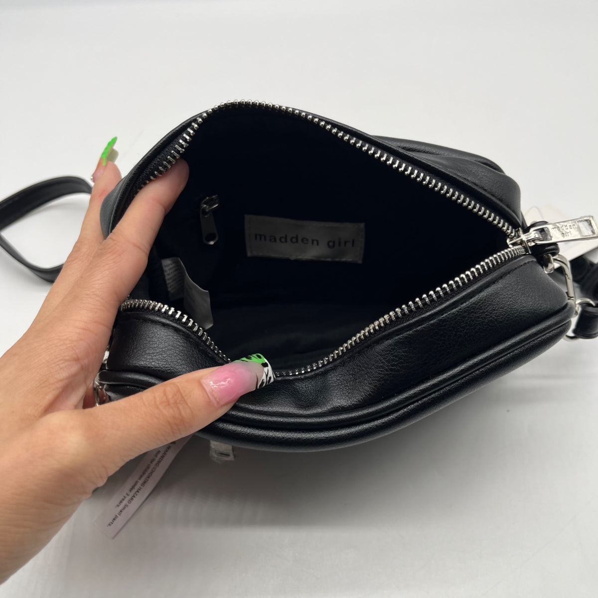 Madden Girl Black Faux Leather Crossbody Bag