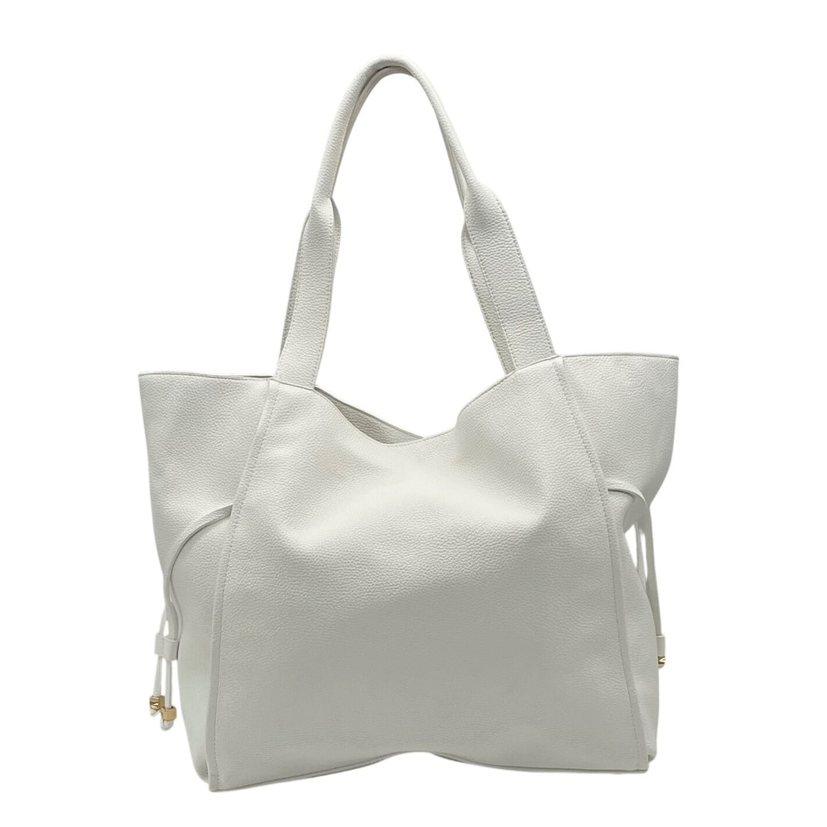 On 34th Jyyll Large White Faux Leather Solid Tote with Removable Pouch