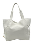 On 34th Jyyll Large White Faux Leather Solid Tote with Removable Pouch
