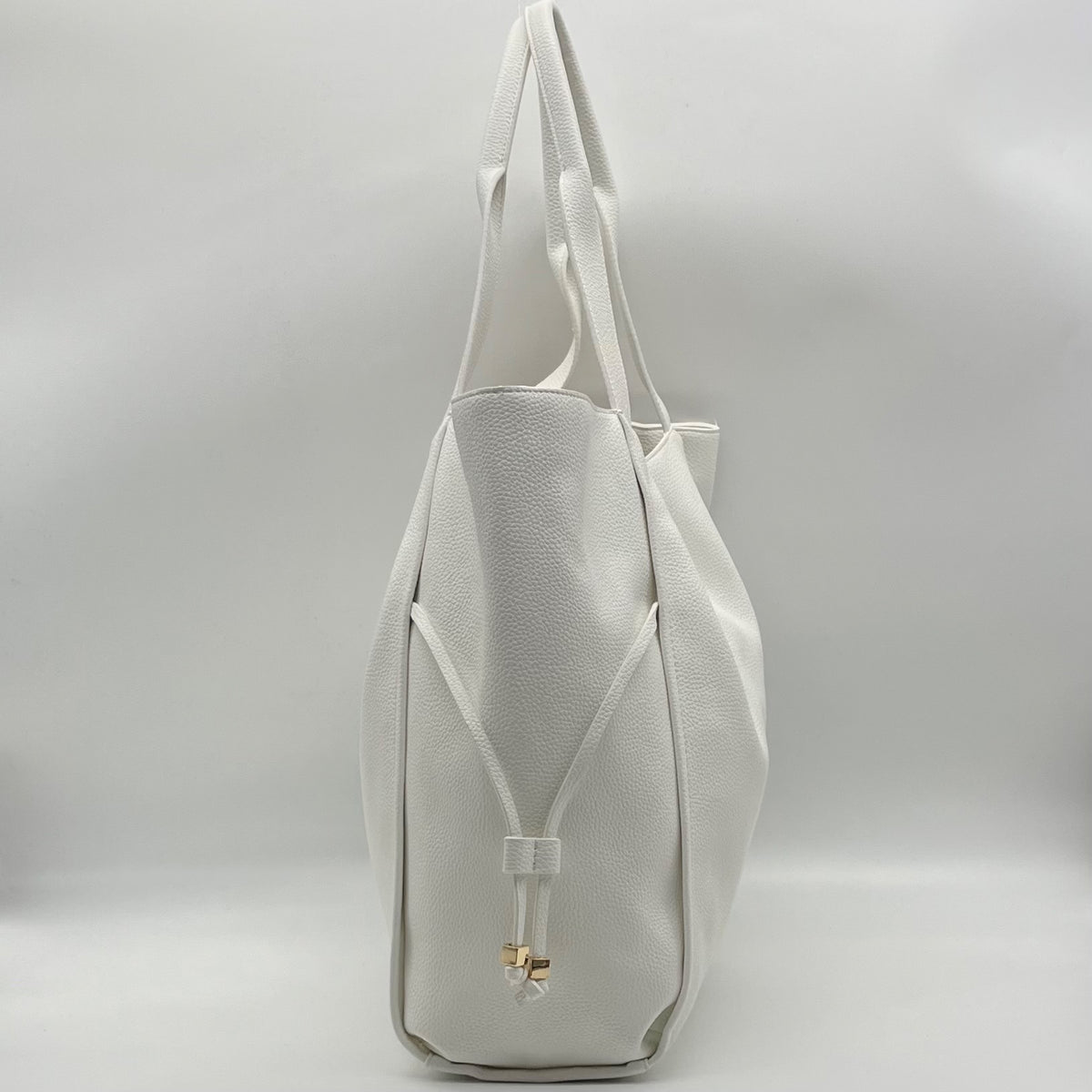 On 34th Jyyll Large White Faux Leather Solid Tote with Removable Pouch