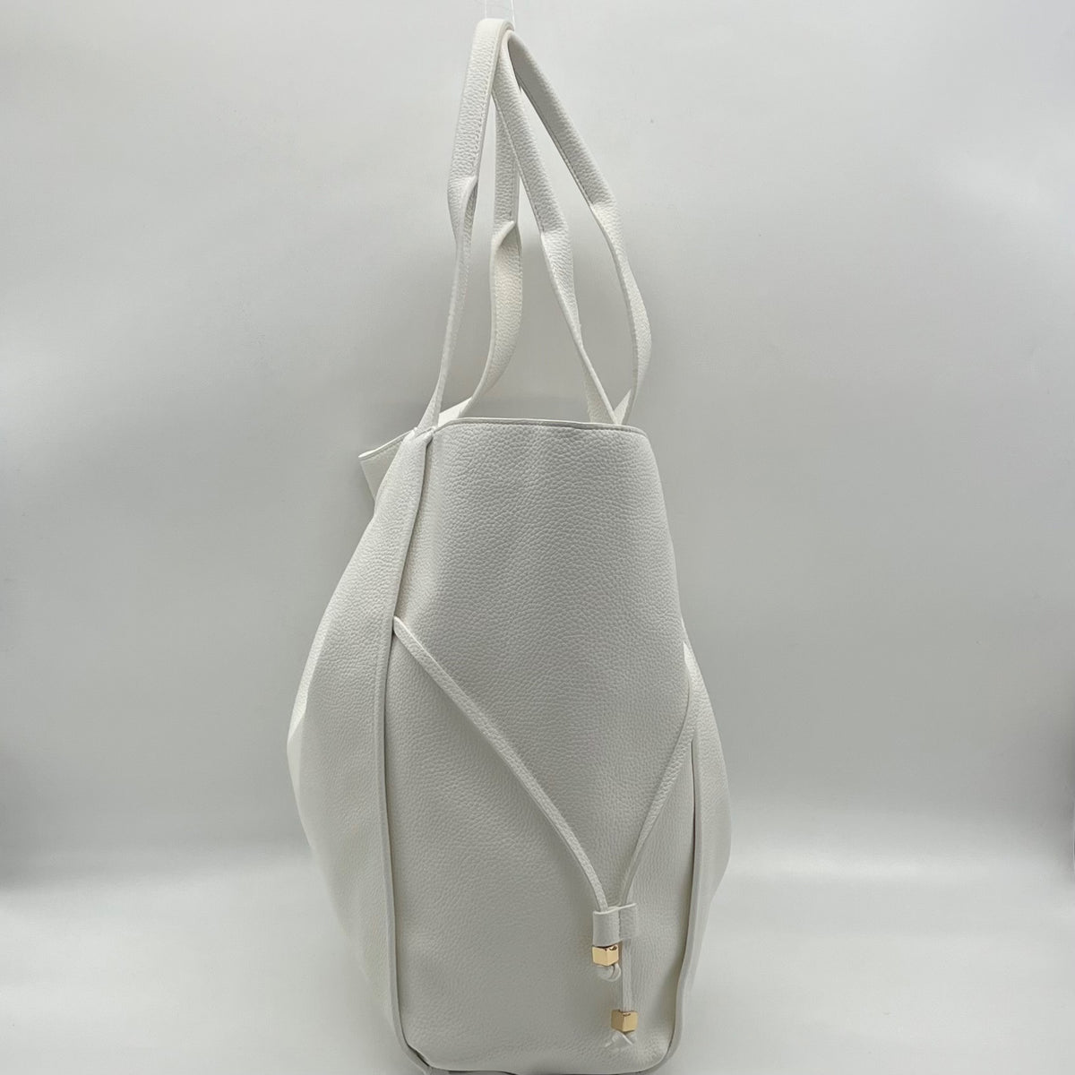 On 34th Jyyll Large White Faux Leather Solid Tote with Removable Pouch