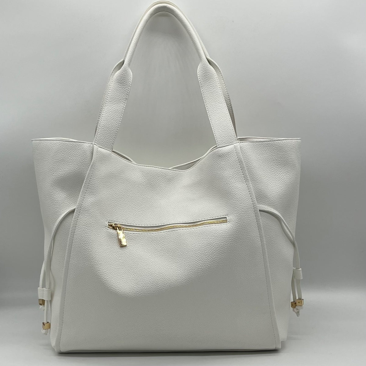 On 34th Jyyll Large White Faux Leather Solid Tote with Removable Pouch