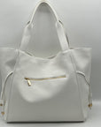 On 34th Jyyll Large White Faux Leather Solid Tote with Removable Pouch