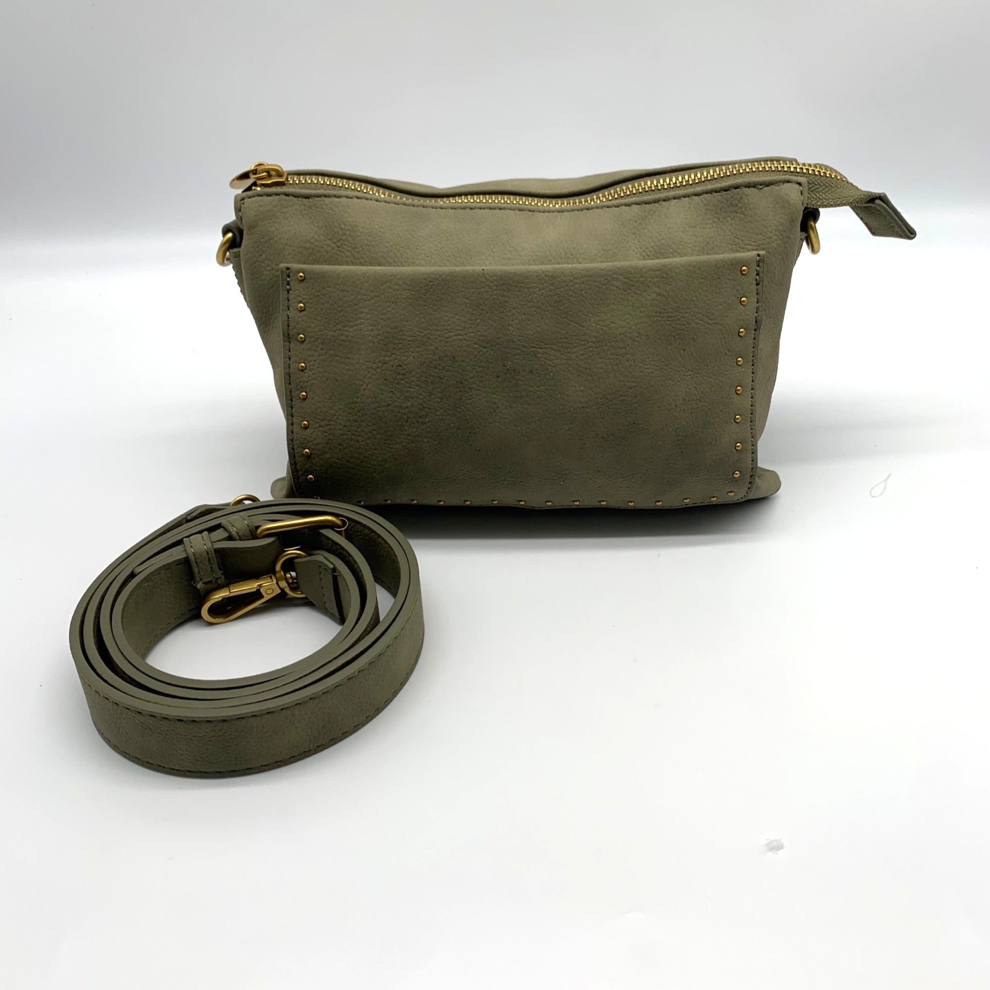 Style &amp; Co Vegan Leather Sage Hazy Double Compartment Crossbody Bag