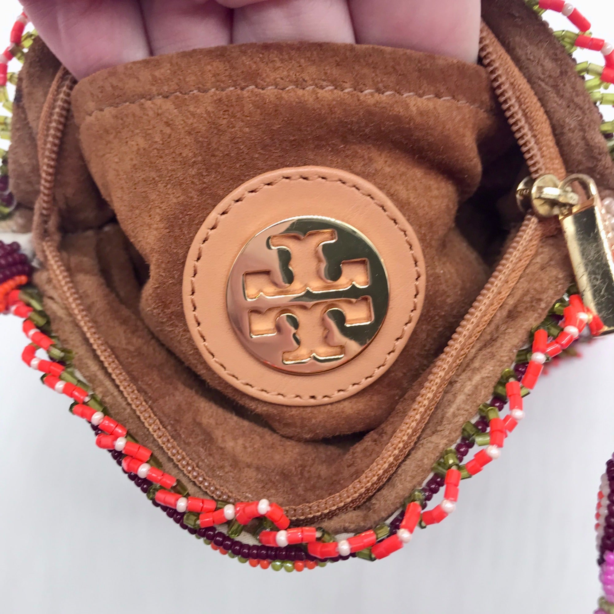 Tory Burch Multi Color Geometric Beaded Hand Bag