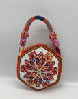 Tory Burch Multi Color Geometric Beaded Hand Bag