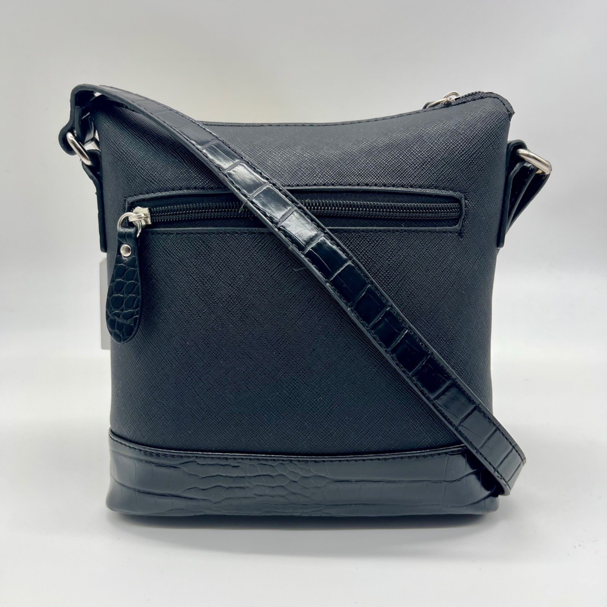 Giani Bernini Black Saffiano Croco North South Crossbody Bag